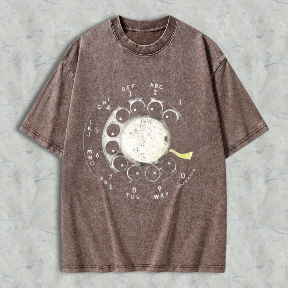 Vintage Rotary Dial Phone Pattern T-shirt
