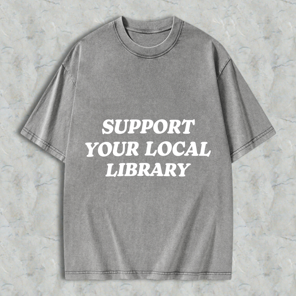 Wardrobecart Support Your Local Library Unisex Washed T-shirt