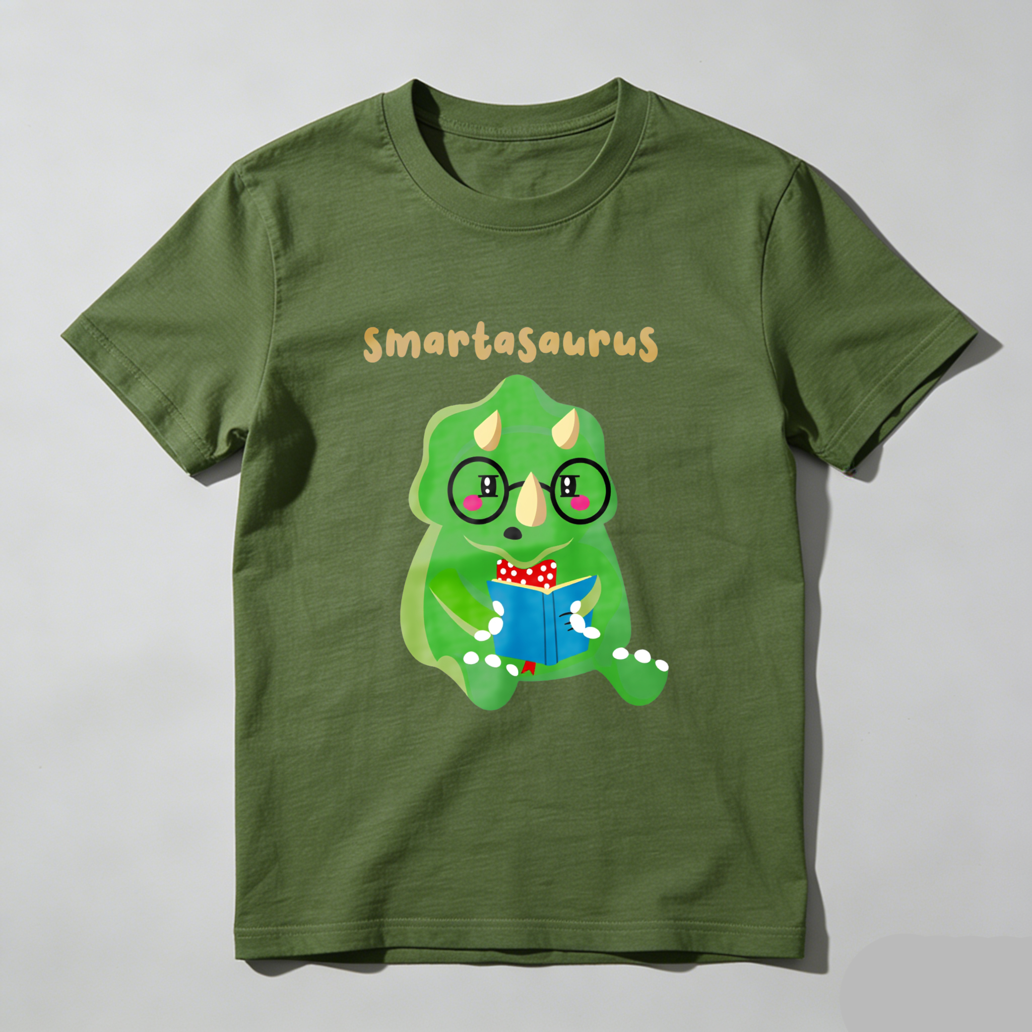 Wardrobecart Smartasaurus Dinosaur Reading Book With Glasses Tshirt