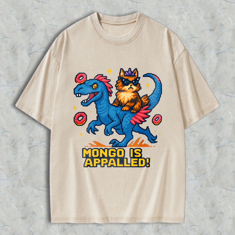 Wardrobecart Dinosaur And Cat With Donuts Mongo Is Appalled Unisex Washed T-shirt