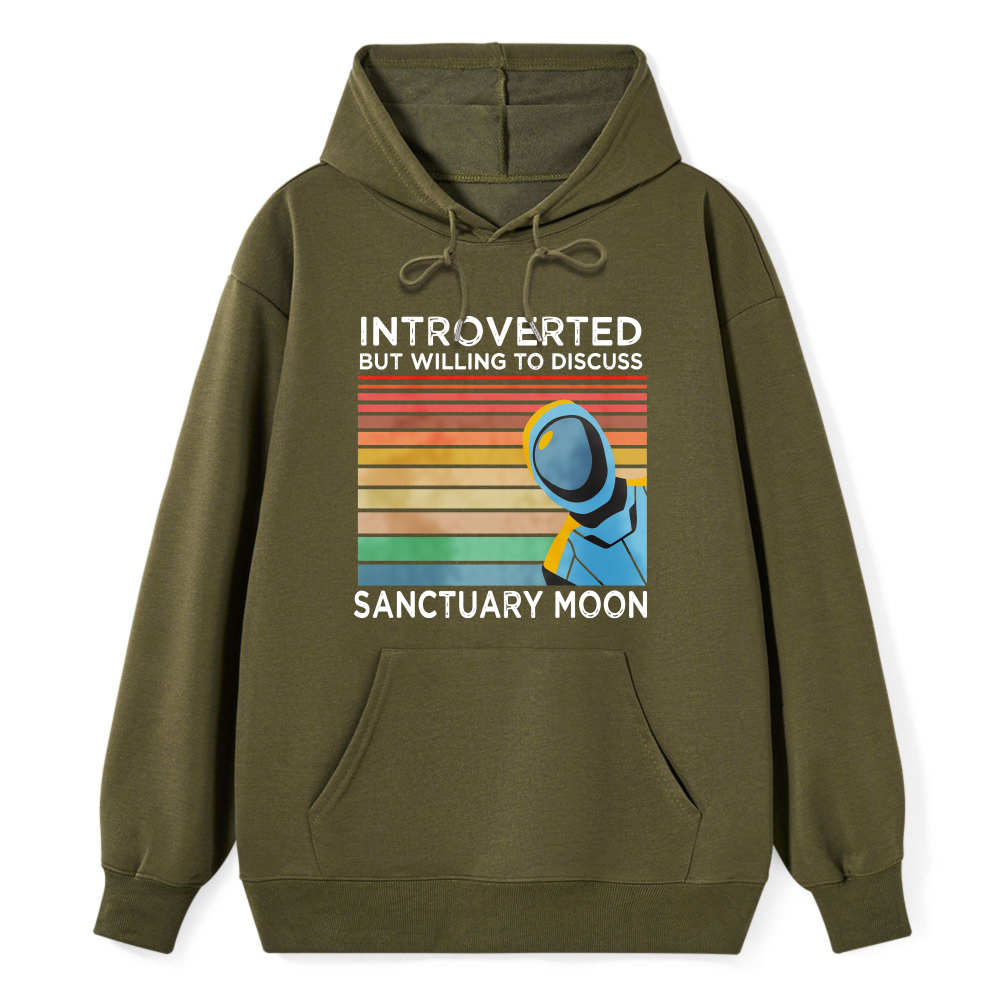 Wardrobecart Introverted But Willing To Discuss Sanctuary Moon Astronaut Retro Gradient Unisex Classic Hoodie