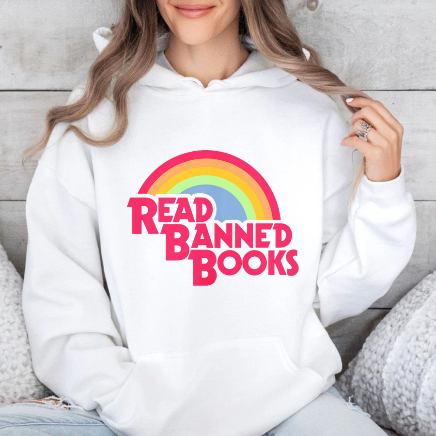 Wardrobecart Read Banned Books Rainbow Design Unisex Classic Hoodie