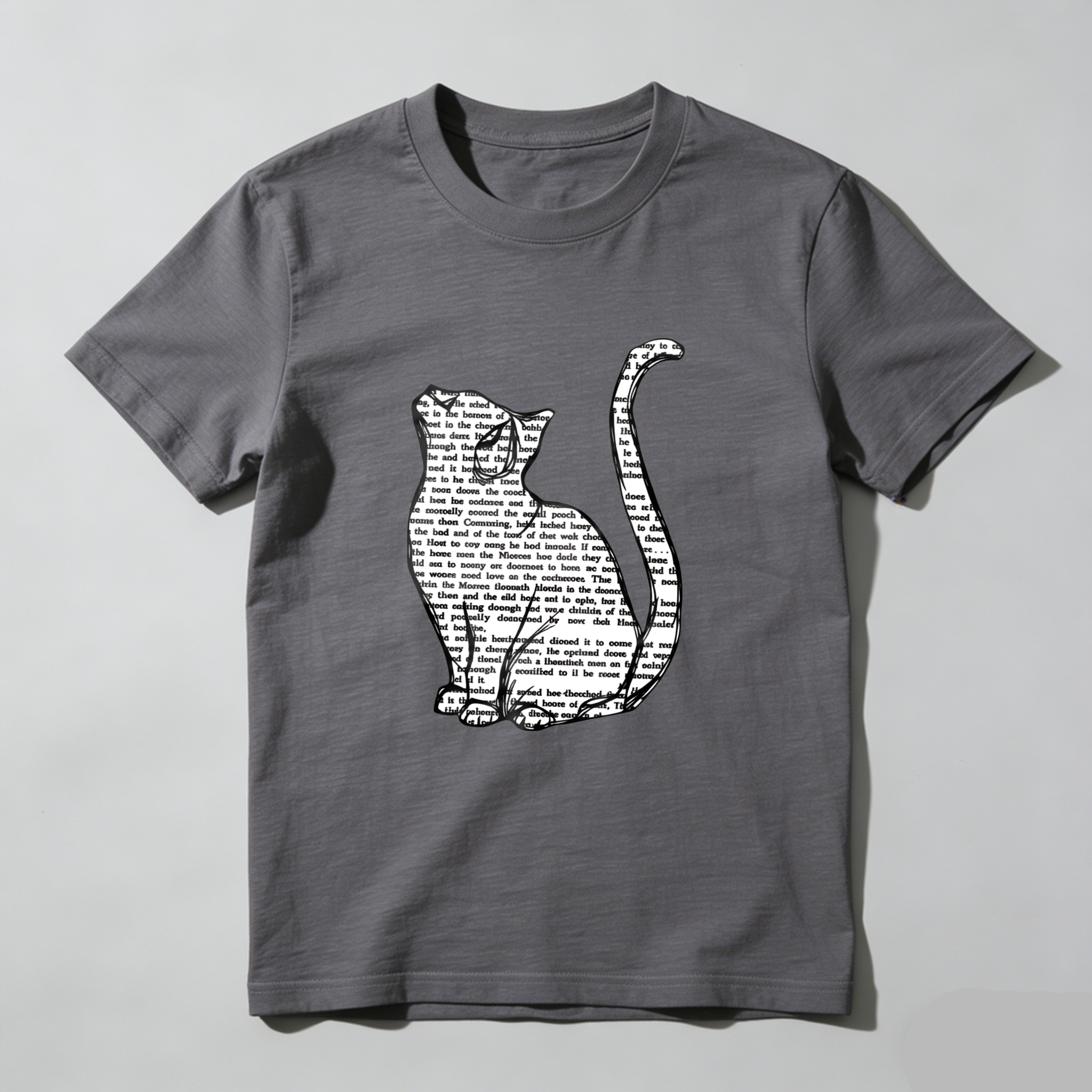 Wardrobecart Cat Silhouette With Text Pattern Tshirt