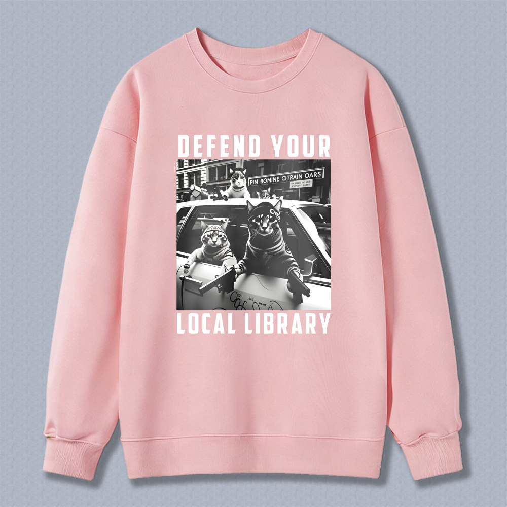 Wardrobecart Defend Your Local Library Cats With Guns Unisex Classic Sweatshirt