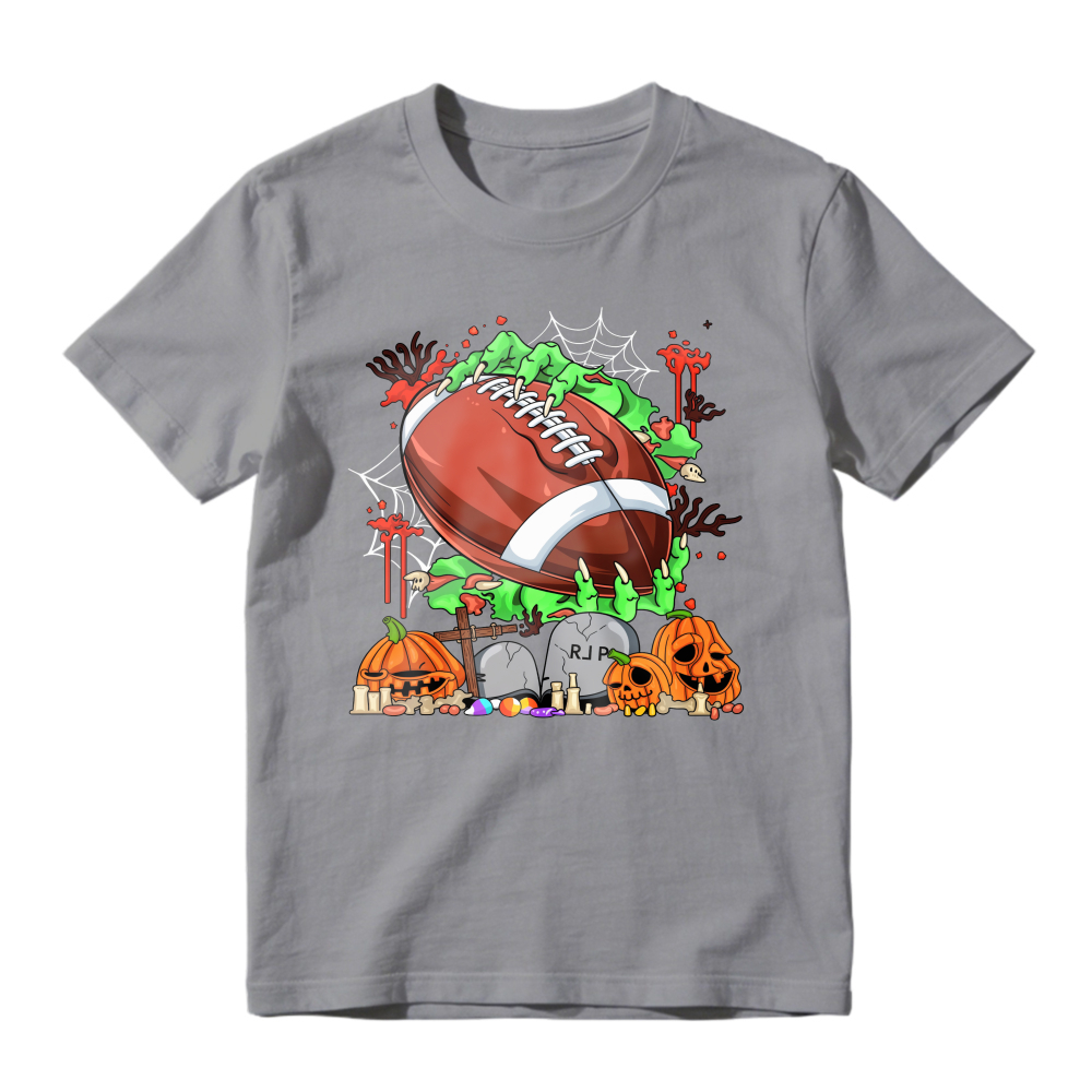 Halloween Football With Pumpkins And Tombstones Unisex Classic T-shirt