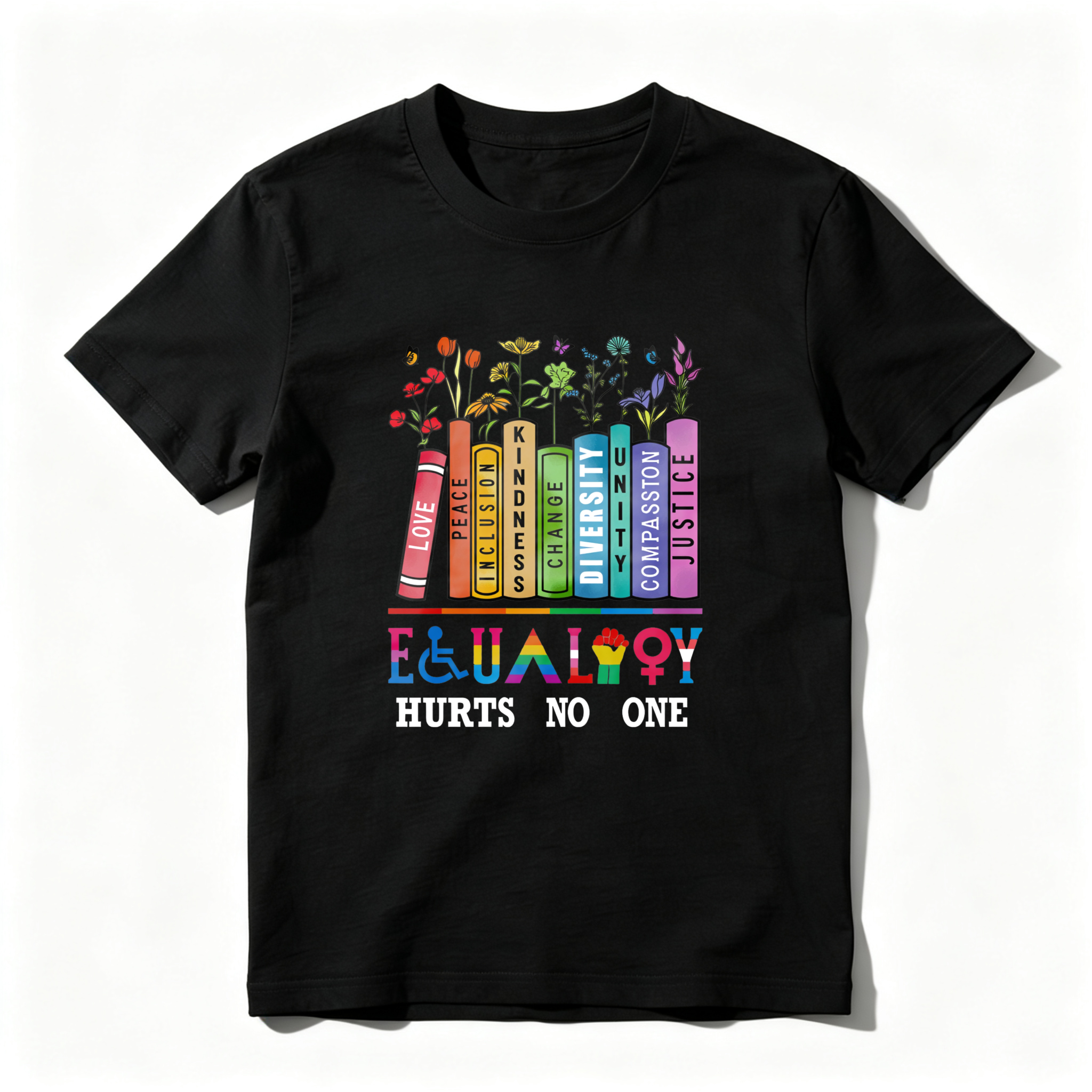 Wardrobecart Love Peace Inclusion Kindness Diversity Change Compassion Justice Equality Hurts No One Tshirt