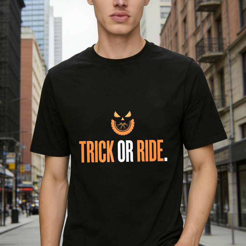 Halloween Trick Or Ride Pumpkin Bicycle Graphic Unisex Classic T-shirt
