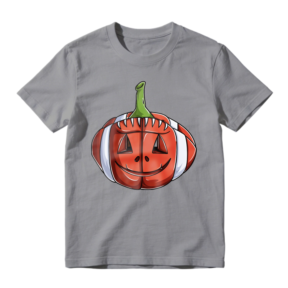 Cartoon Pumpkin With Green Stem And Striped Orange White Body Unisex Classic T-shirt
