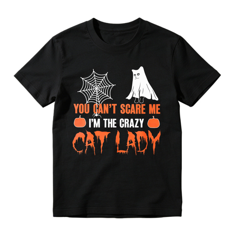 You Cant Scare Me Im The Crazy Cat Lady Halloween Ghost Spider Web Unisex Classic T-shirt