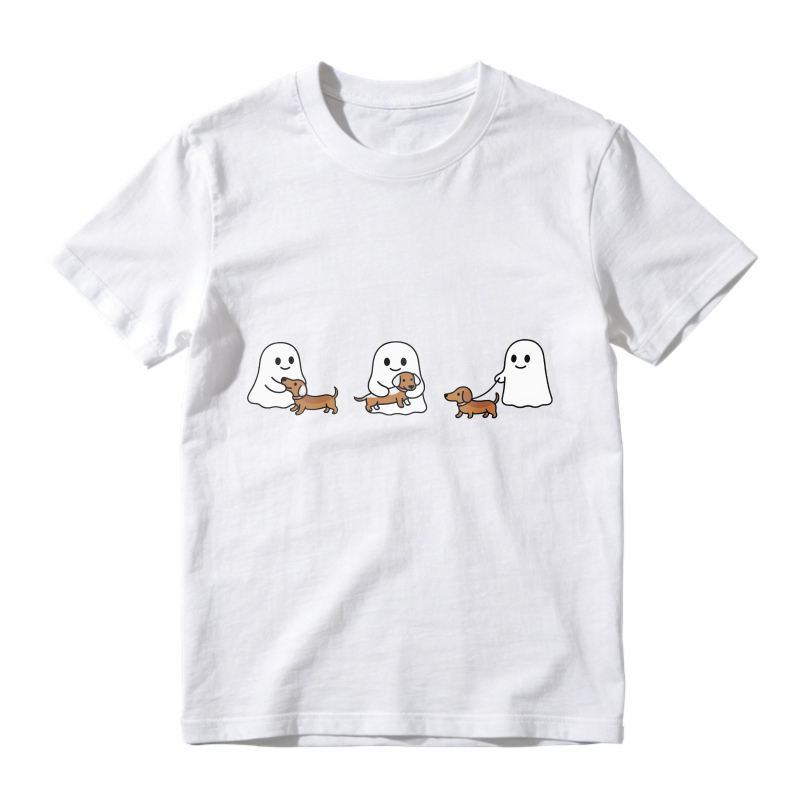 Cute Ghosts Walking Dachshund Dogs, Unisex Classic T-shirt