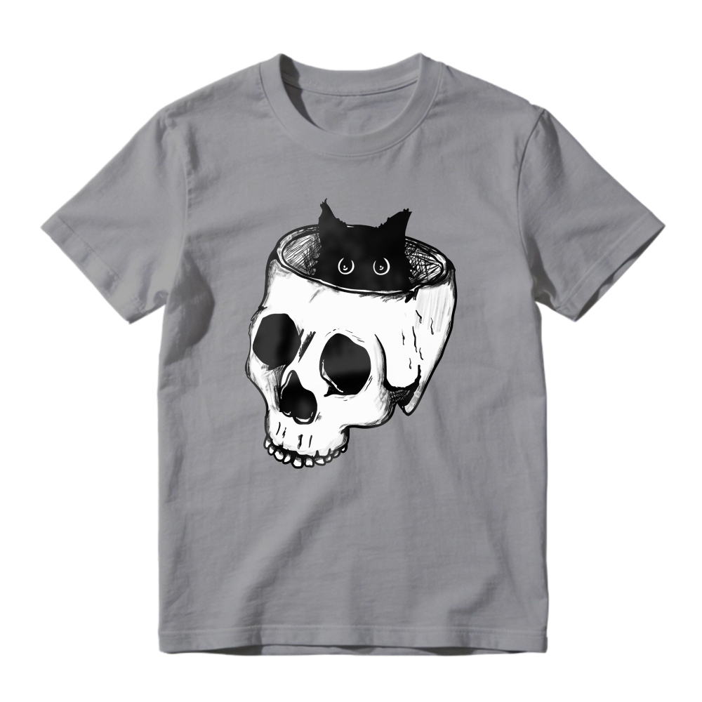 Black Cat In Skull, Unisex Classic T-shirt