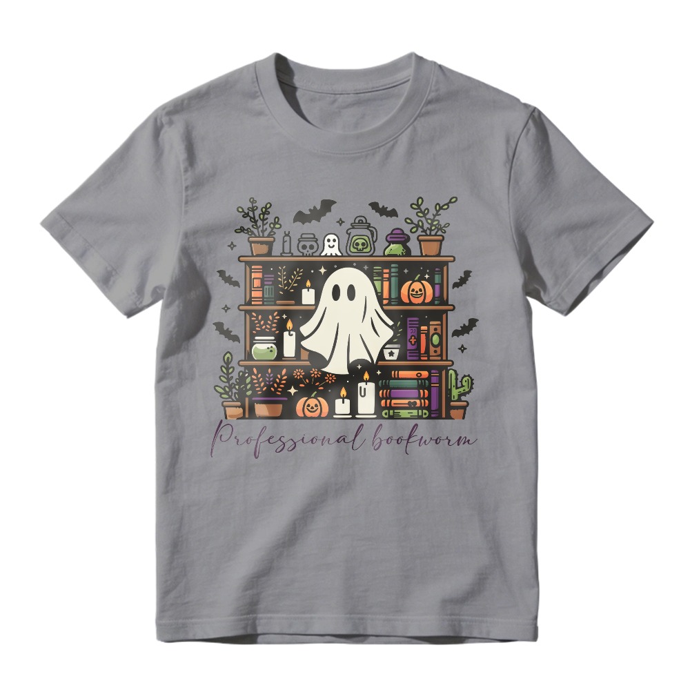 Cute Ghost Bookshelf Halloween Reading Lover, Professional Bookworm, Unisex Classic T-shirt