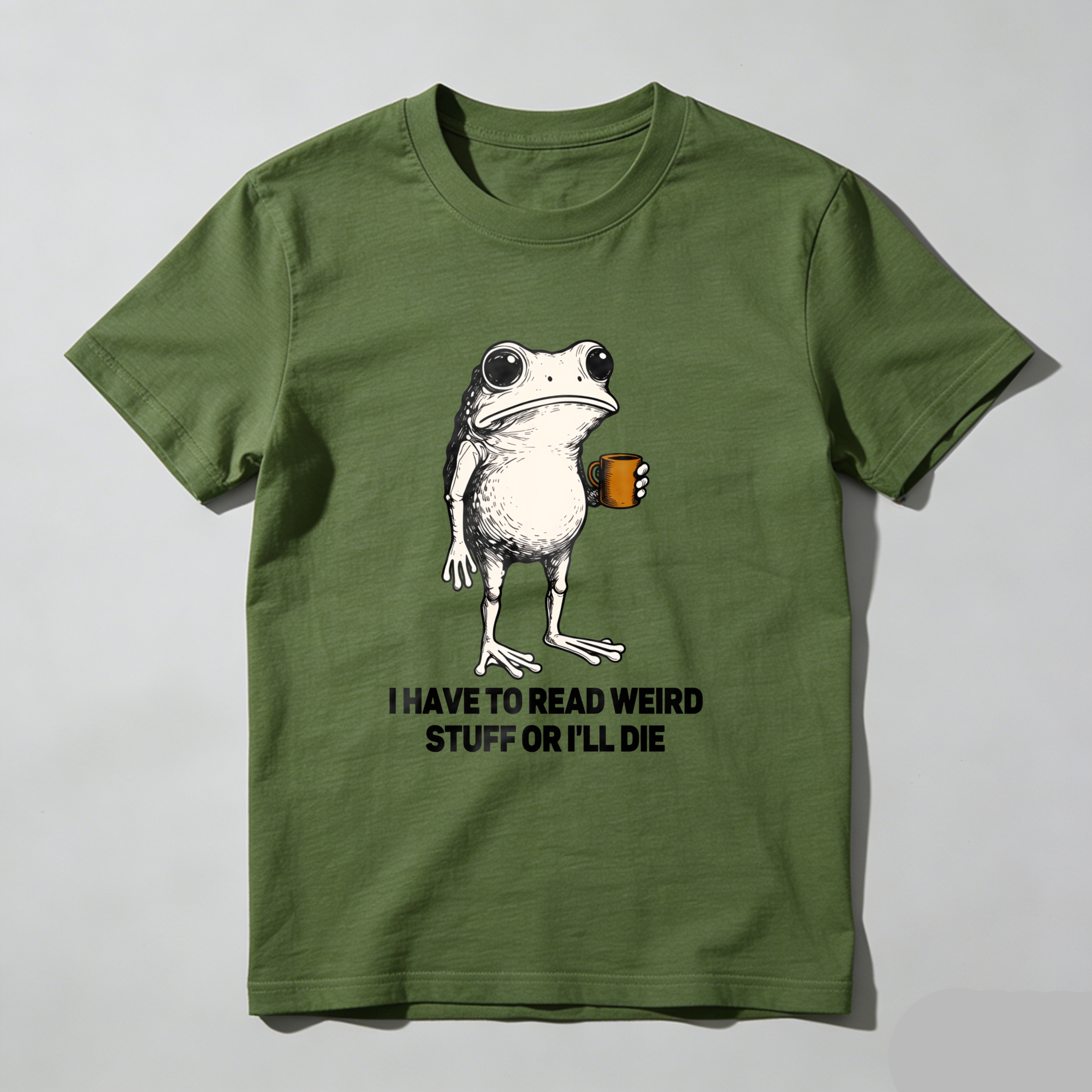Wardrobecart Frog Holding Coffee Mug Standing Tshirt