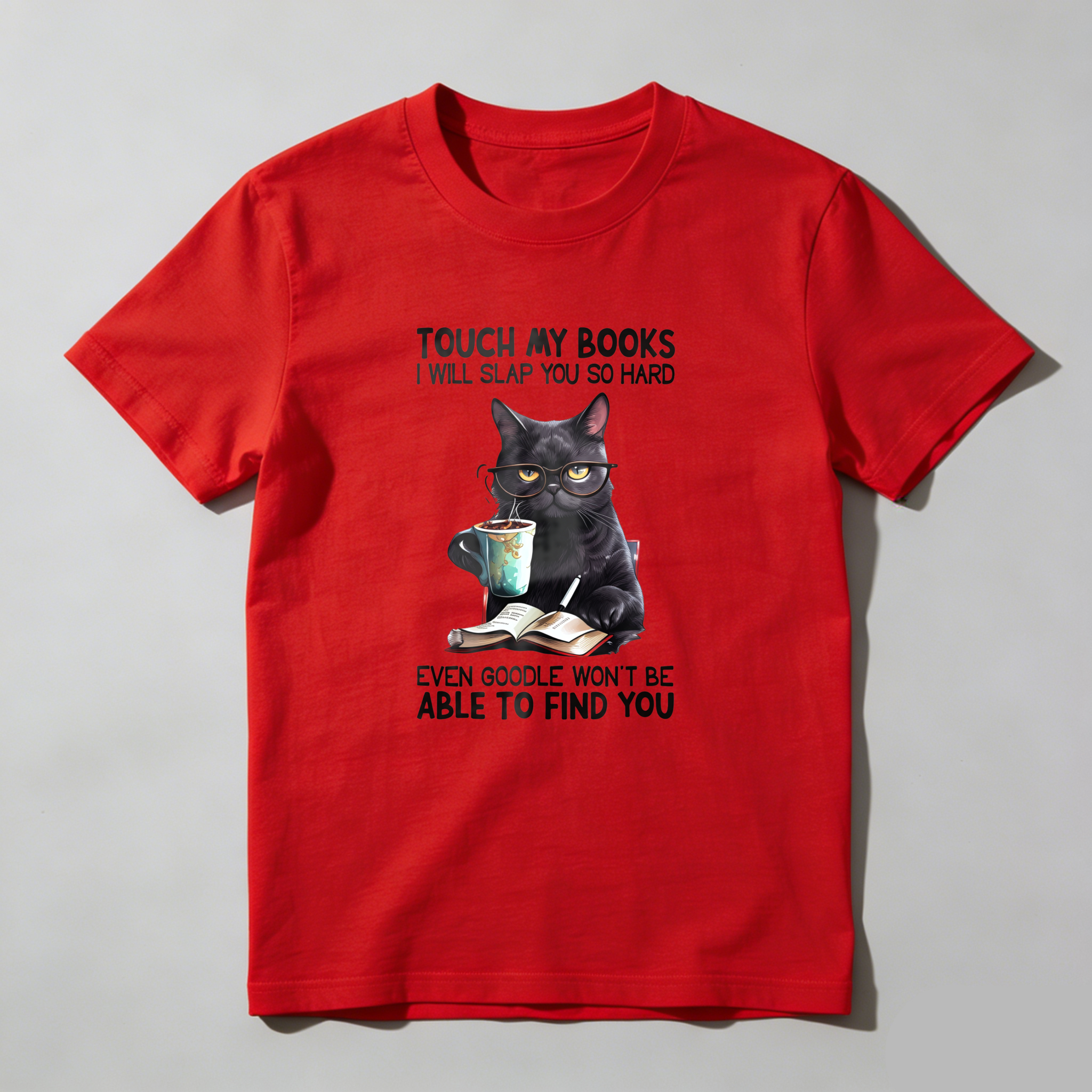 Wardrobecart Cat With Book And Coffee Cup Tshirt
