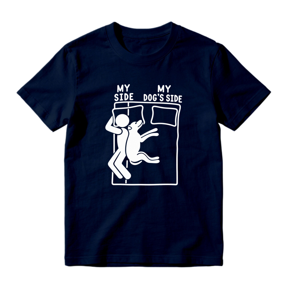 My Side My Dog S Side Funny Pet Lover Bed Sharing Graphic T-shirt