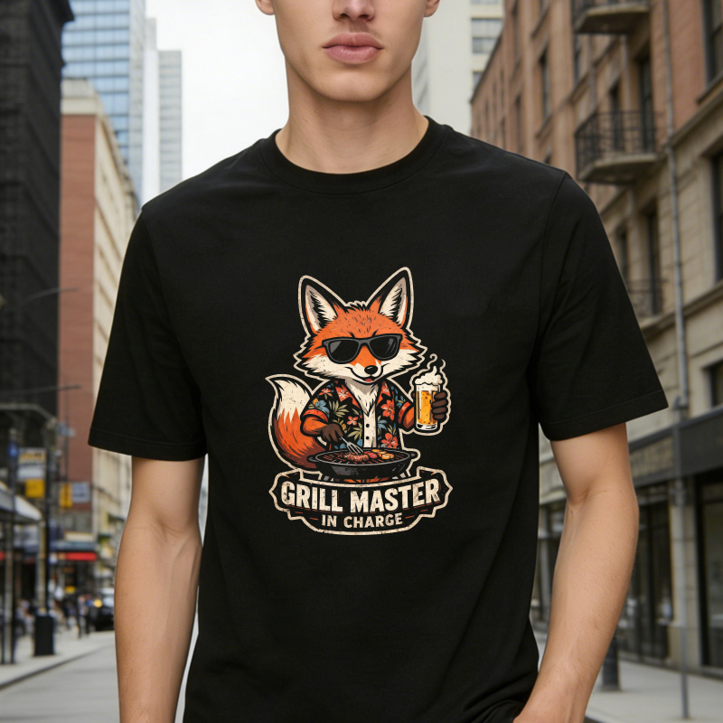 Cool Fox Wearing Sunglasses Holding Beer Grill Master In Charge Unisex Classic T-shirt