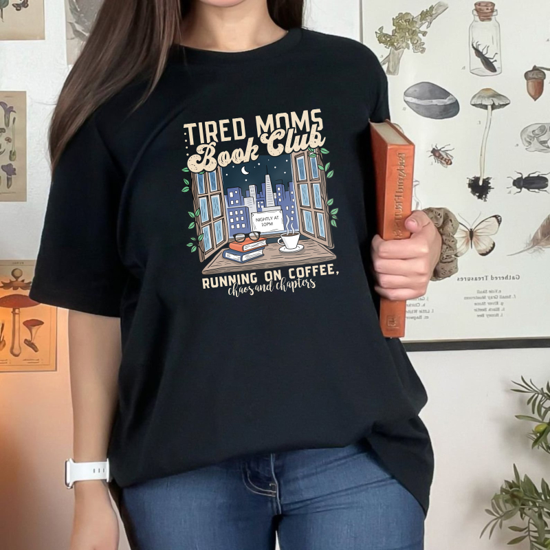 Wardrobecart Tired Moms Book Club Window Cityscape Coffee Books Unisex Classic T-shirt
