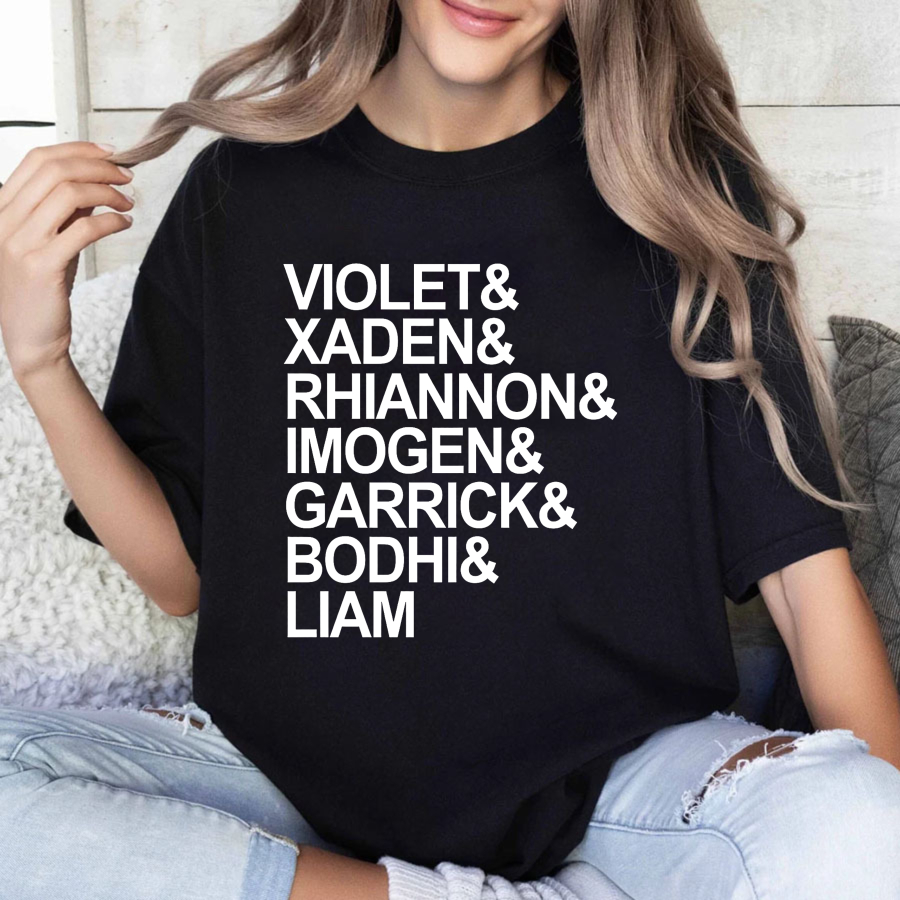 Wardrobecart Violet Xaden Rhiannon Imogen Garrick Bodhi Liam Tshirt