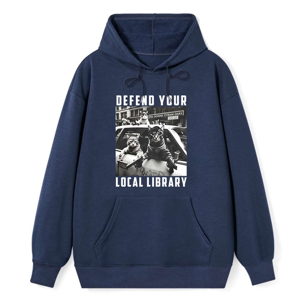 Wardrobecart Defend Your Local Library Cats In Car Unisex Classic Hoodie