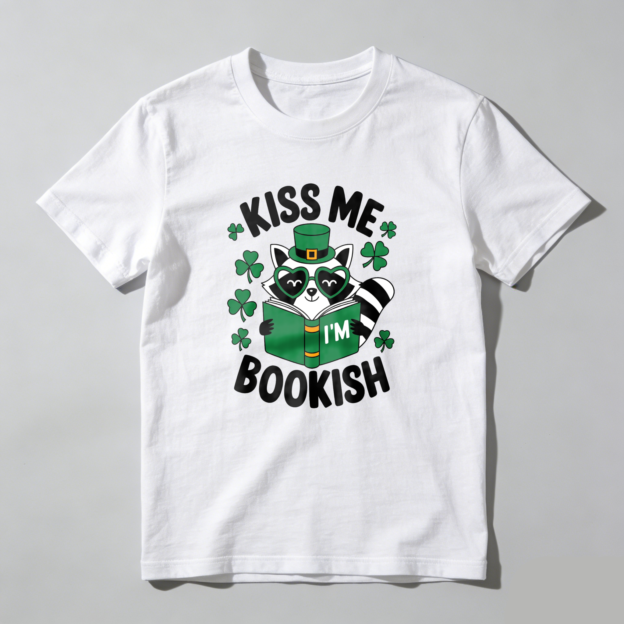 WardrobecartKiss Me I'm Bookish Raccoon Reading tshirt