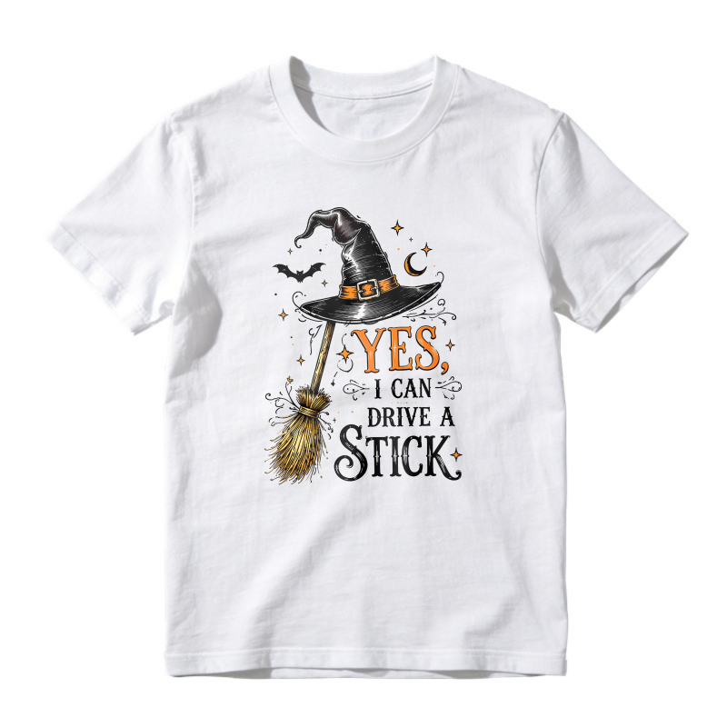 Yes I Can Drive A Stick Witch Hat Broomstick Halloween Humor Unisex Classic T-shirt