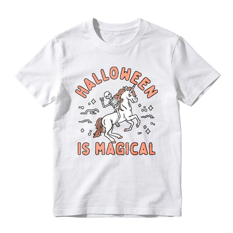 Halloween Is Magical Skeleton Riding Unicorn Graphic T-shirt