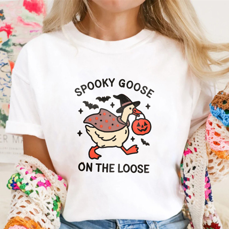 Spooky Goose On The Loose Halloween Witch Hat Pumpkin Unisex Classic T-shirt