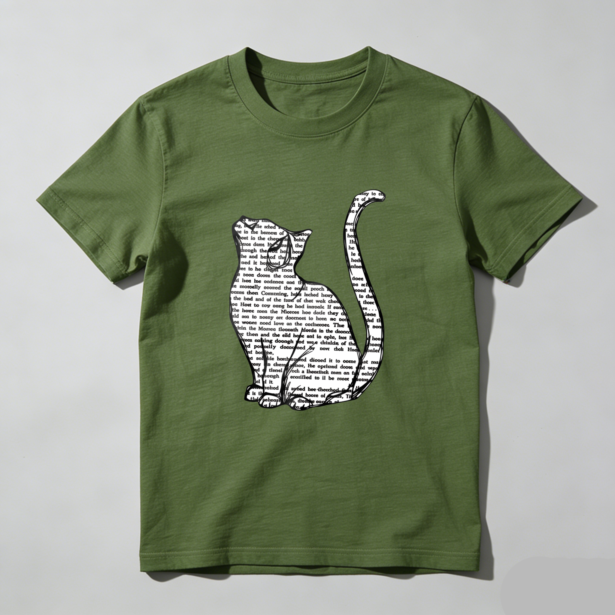 Wardrobecart Cat Silhouette With Text Pattern Tshirt