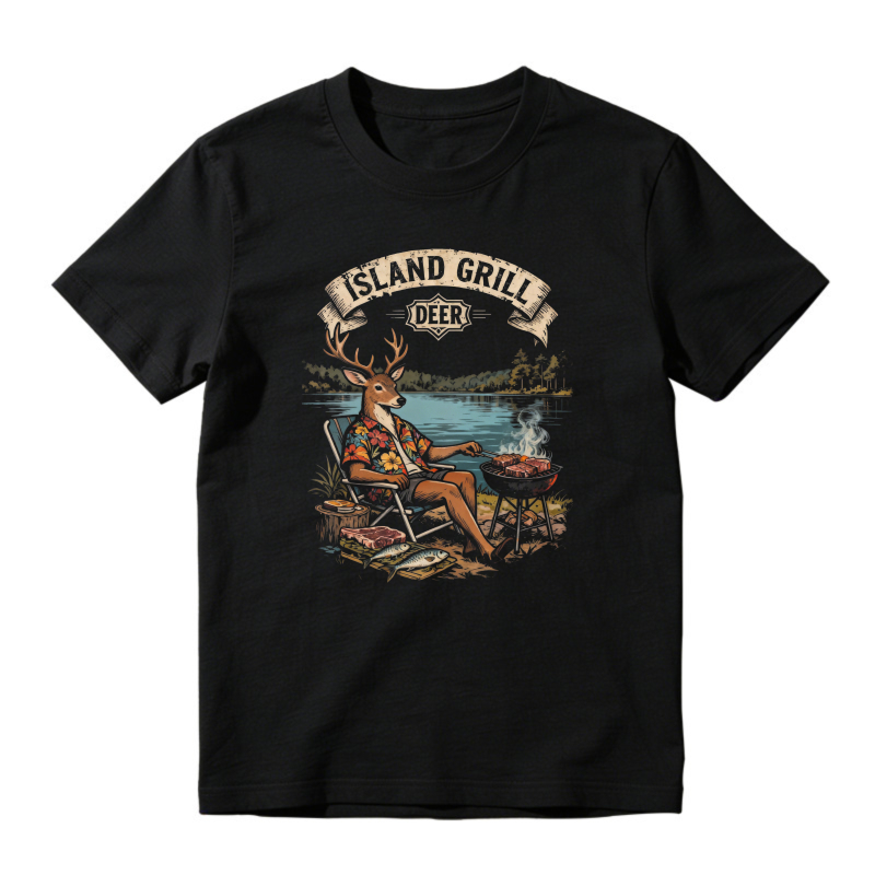 Island Grill Deer Camping Scene Unisex Classic T-shirt