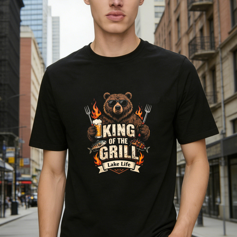 King Of The Grill Bear With Beer And Forks Lake Life Unisex Classic T-shirt