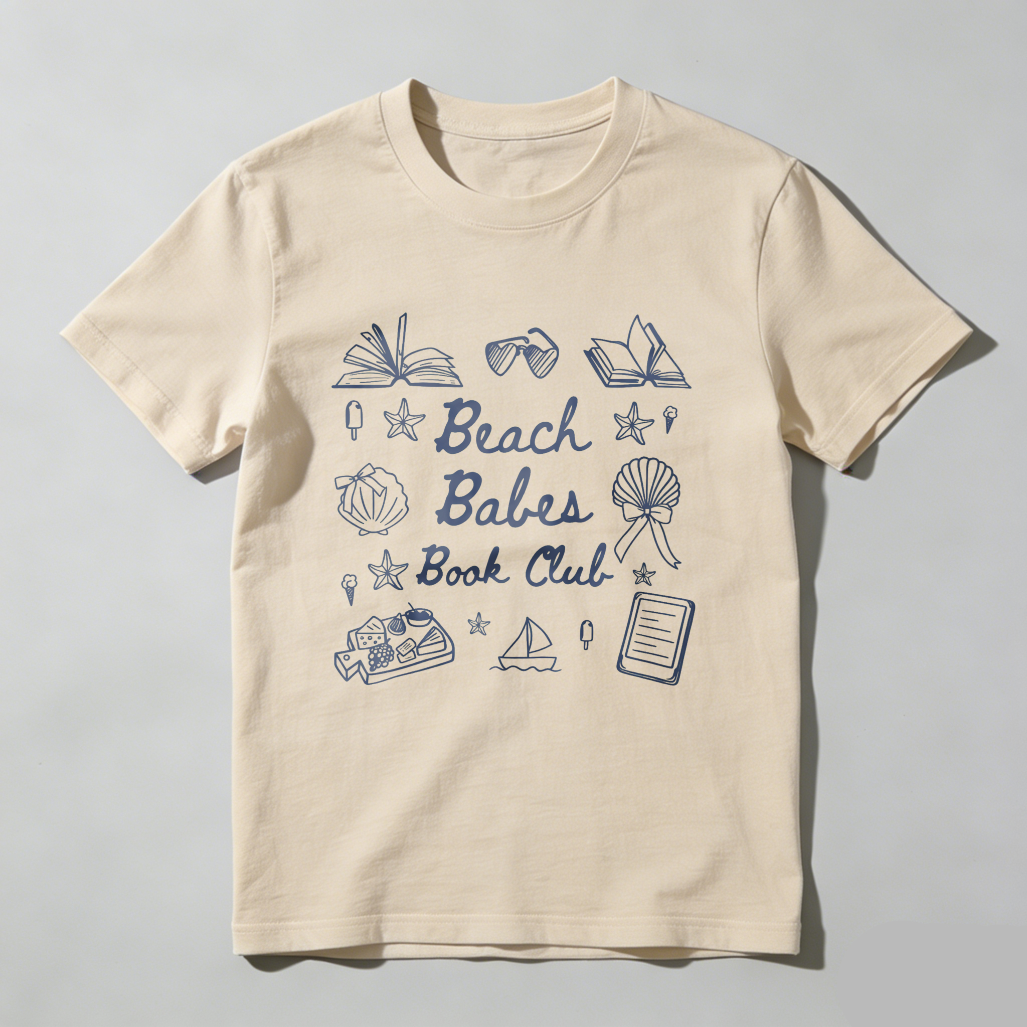 Wardrobecart Beach Babes Book Club Design Tshirt 100% cotton