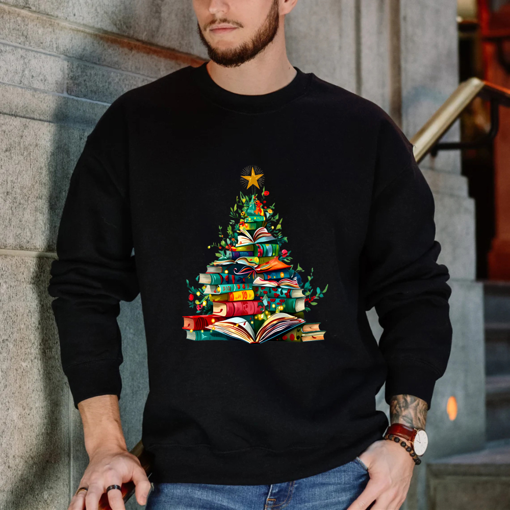 Wardrobecart Christmas Tree Made Of Books Unisex Classic Sweatshirt