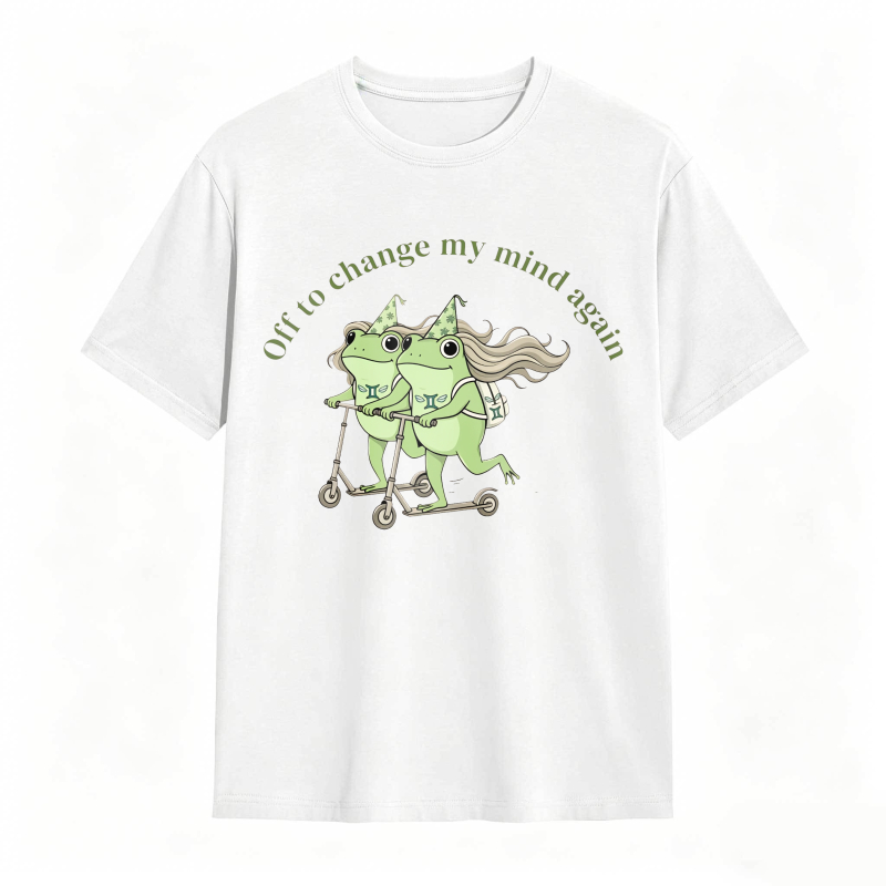 Frogs On Scooter With Text Off To Change My Mind Again Unisex Classic T-shirt