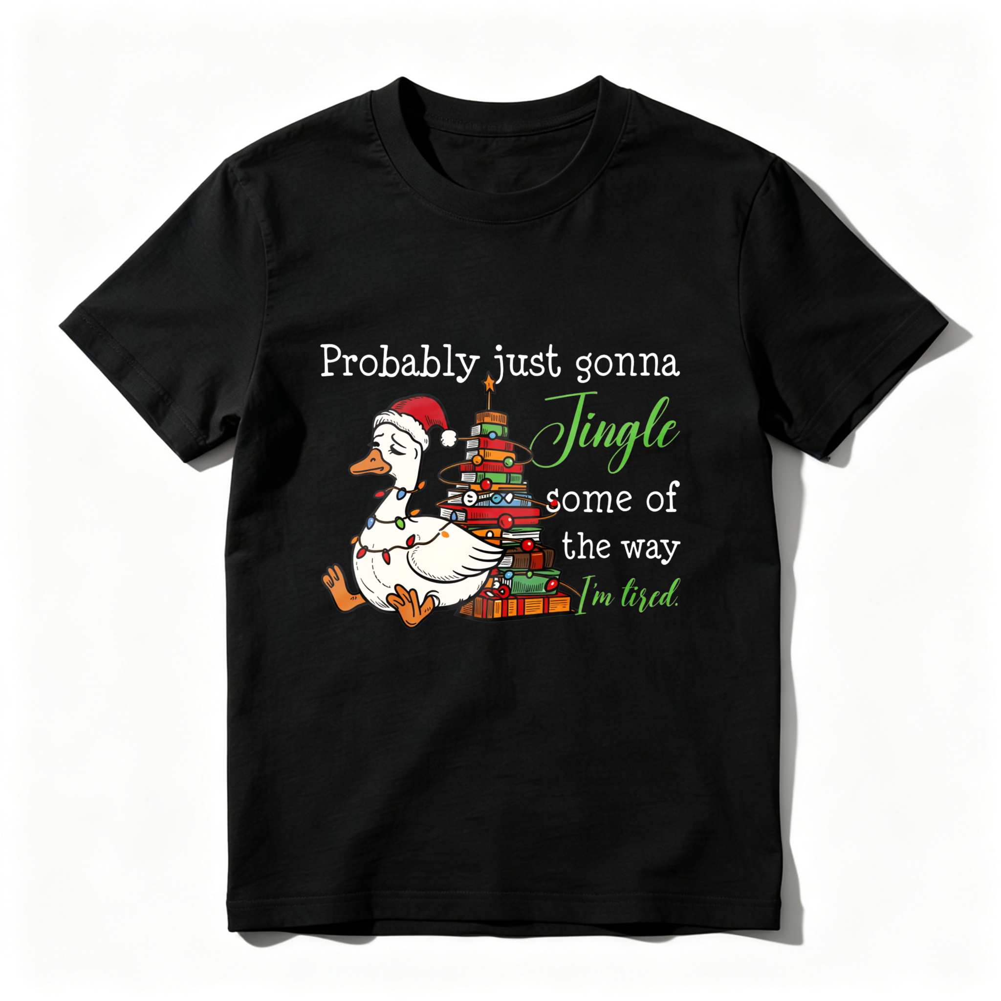 Wardrobecart Duck Wearing Santa Hat Near Christmas Tree Tshirt