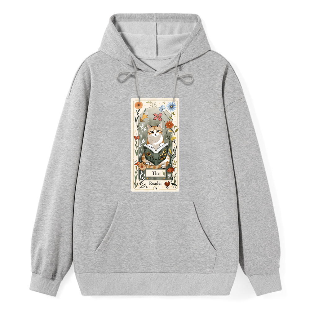 Wardrobecart Cat Reading Book Tarot Card Design Unisex Classic Hoodie
