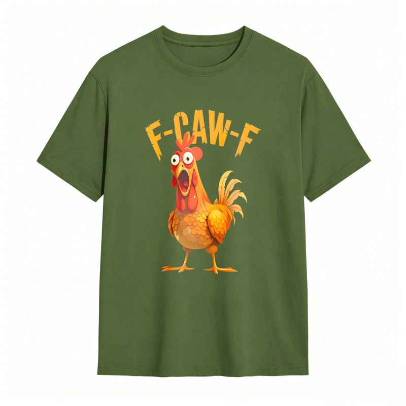 F Caw F Chicken Rooster Cartoon tshirt 100% cotton