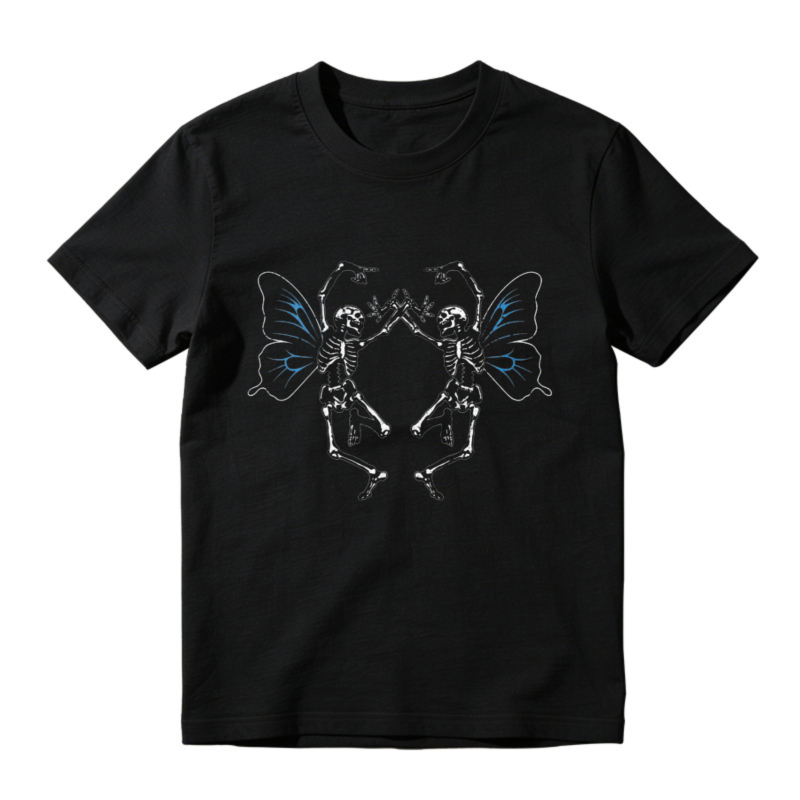 Skeleton Butterfly Wing Symmetrical Gothic Art T-shirt