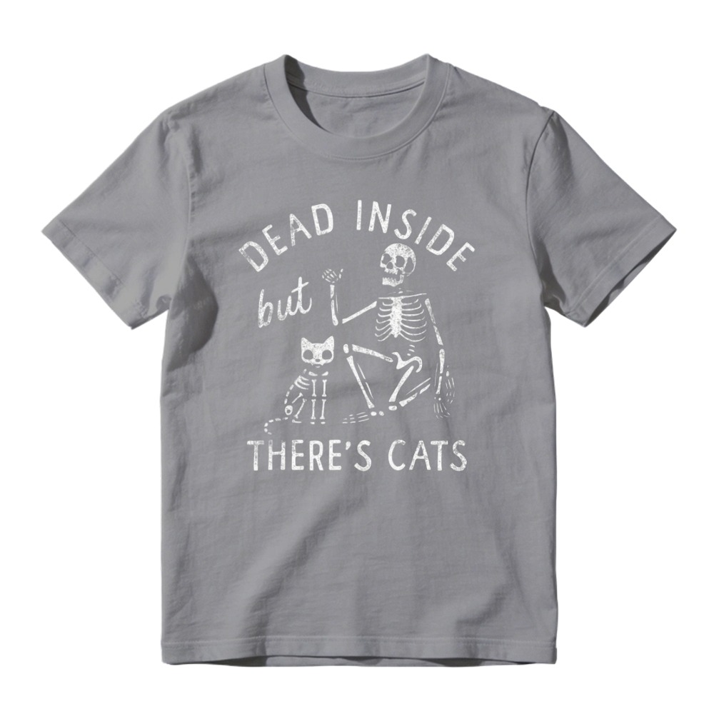 Dead Inside But There Is Cats Skeleton And Cat Graphic T-shirt