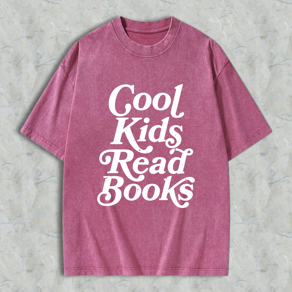 Wardrobecart Cool Kids Read Books Unisex Washed T-shirt