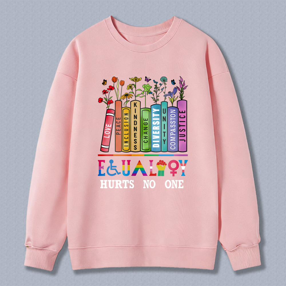 Wardrobecart Rainbow Crayons With Flowers And Inclusion Symbols Unisex Classic Sweatshirt