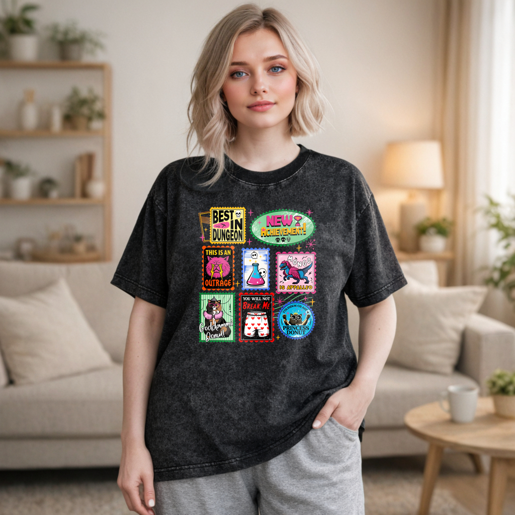 Wardrobecart Best In Dungeon New Achievement This Is An Outrage Ponged In Appaloosa Badass Donut You Will Not Break Me Princess Donut Unisex Washed T-shirt