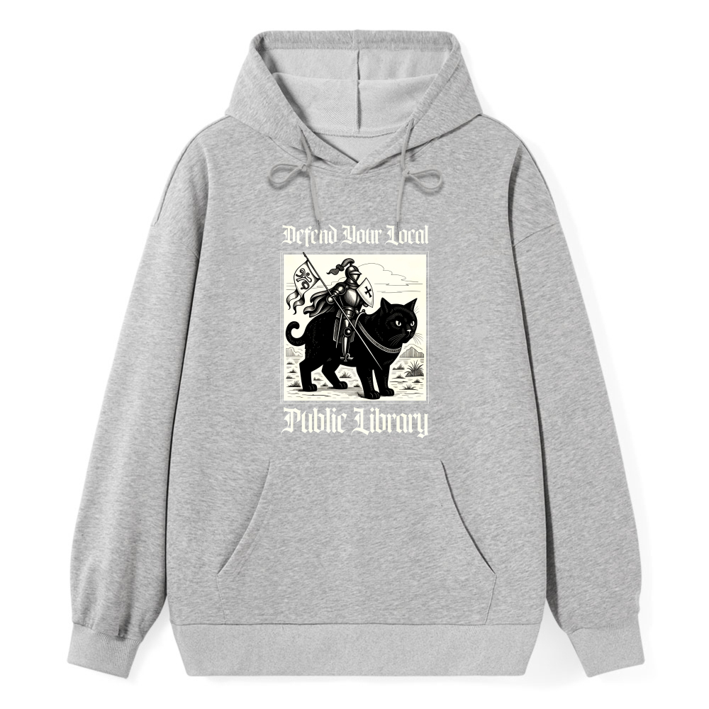 Wardrobecart Knight And Cat Defend Your Local Public Library Unisex Classic Hoodie
