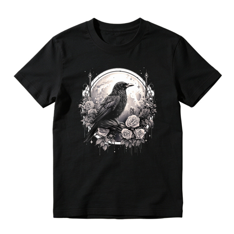 Raven And Roses Moon Gothic Art, Unisex Classic T-shirt