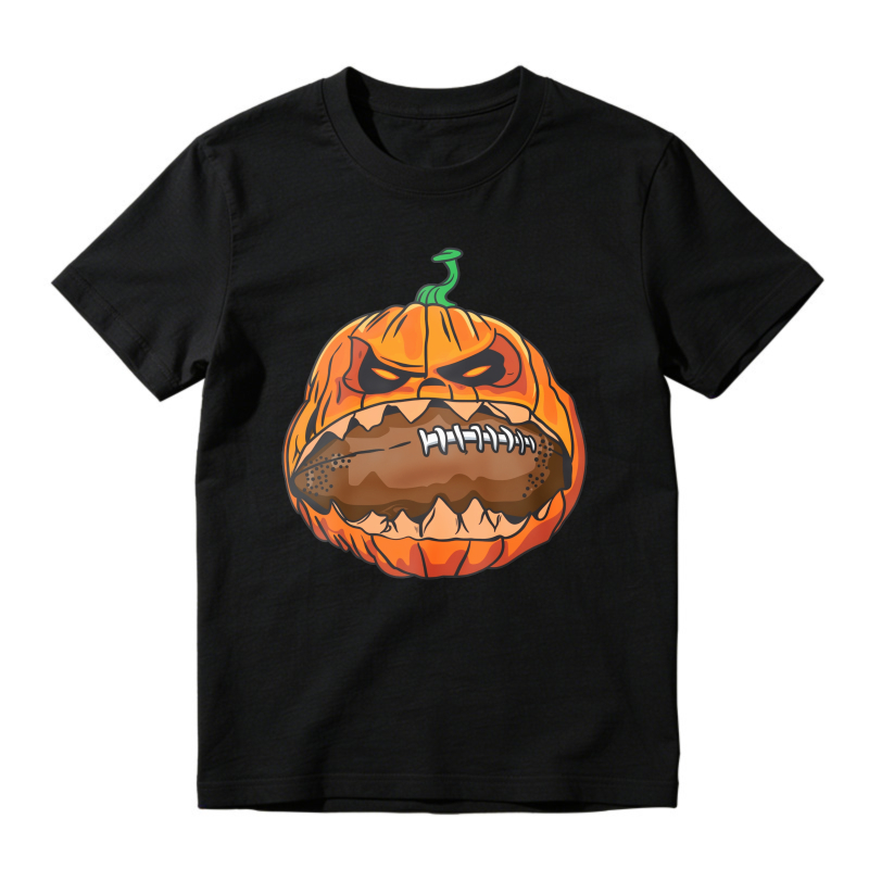 Scary Pumpkin With Football Mouth Halloween Graphic Unisex Classic T-shirt