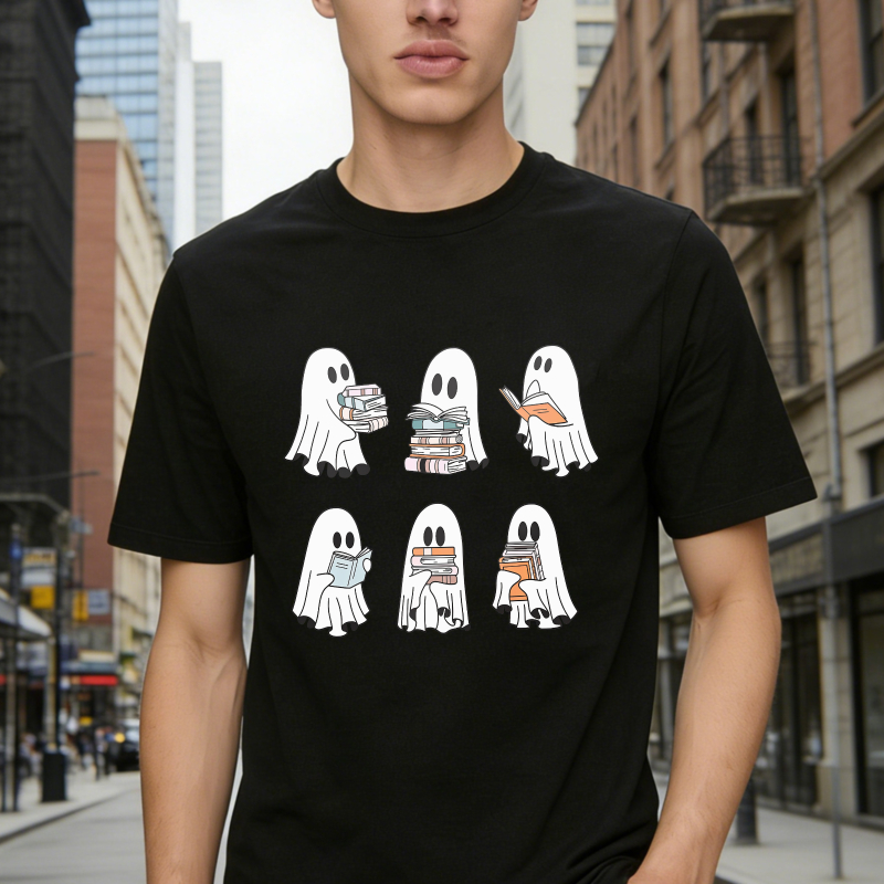 Cute Ghosts Reading Books Pattern Unisex Classic T Shirt
