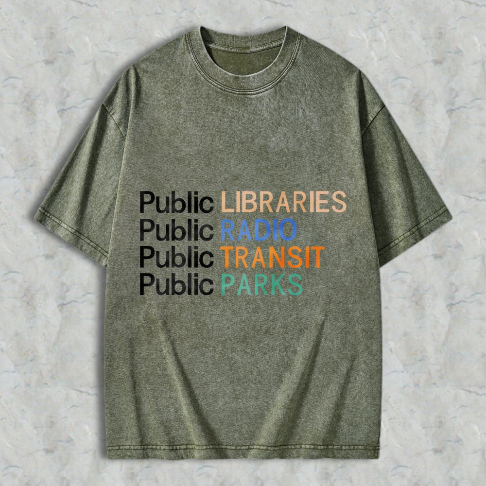 Wardrobecart Libraries Radio Transit Parks Public Unisex Washed T-shirt