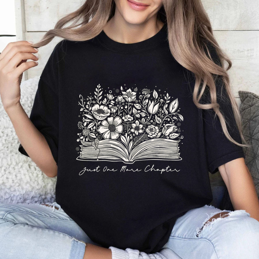 Wardrobecart Open Book With Flowers And Text Tshirt