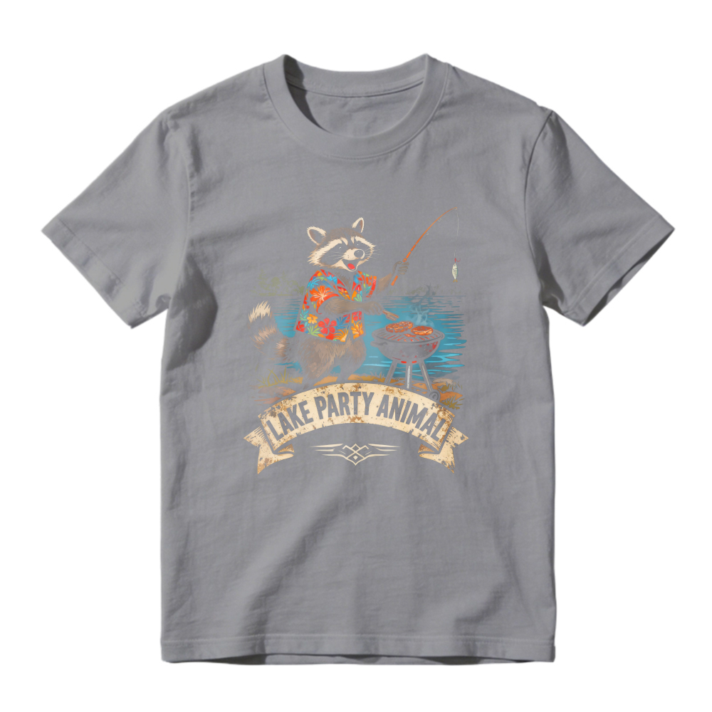 Raccoon Fishing At Lake Party Animal Unisex Classic T-shirt