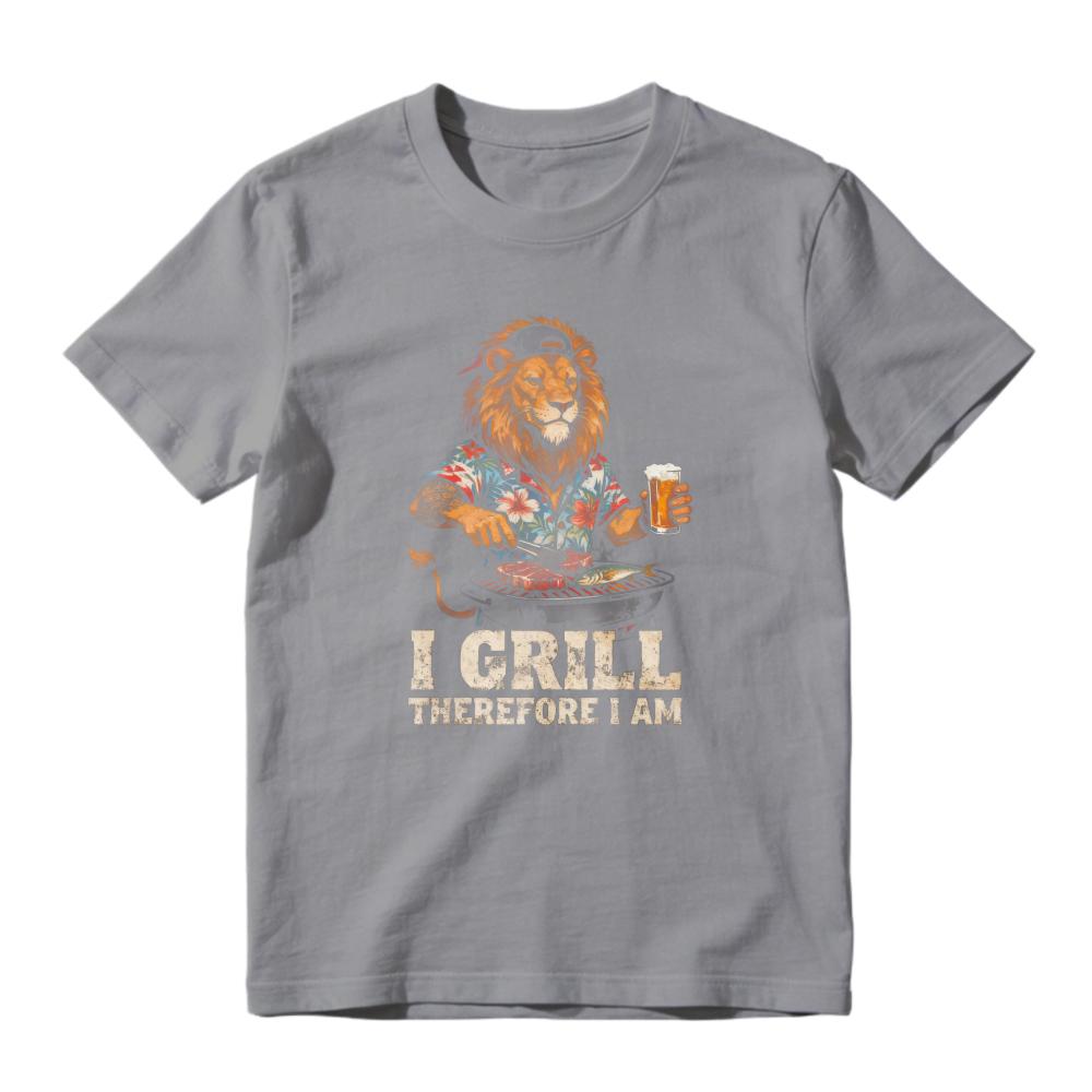 Lion Grilling Beer I Grill Therefore I Am Unisex Classic T-shirt
