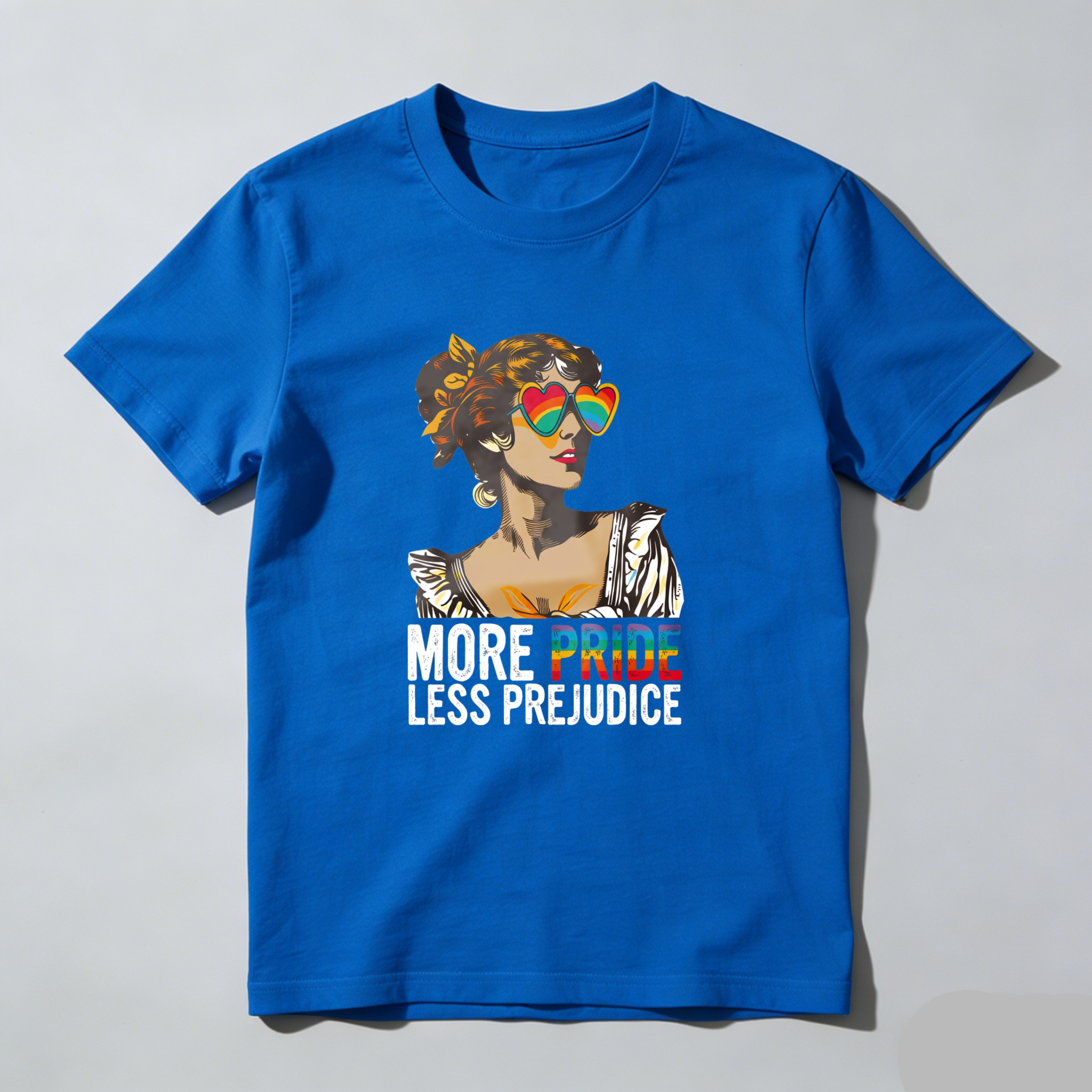 Wardrobecart More Pride Less Prejudice Woman With Rainbow Glasses tshirt